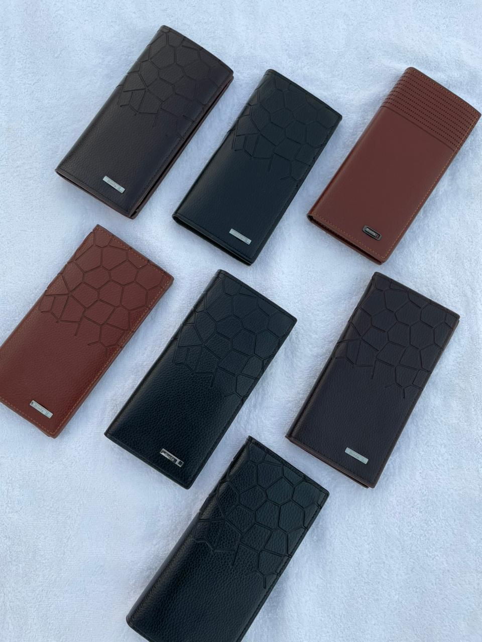 Premium Geometric Leather Long Wallet – Slim, Elegant