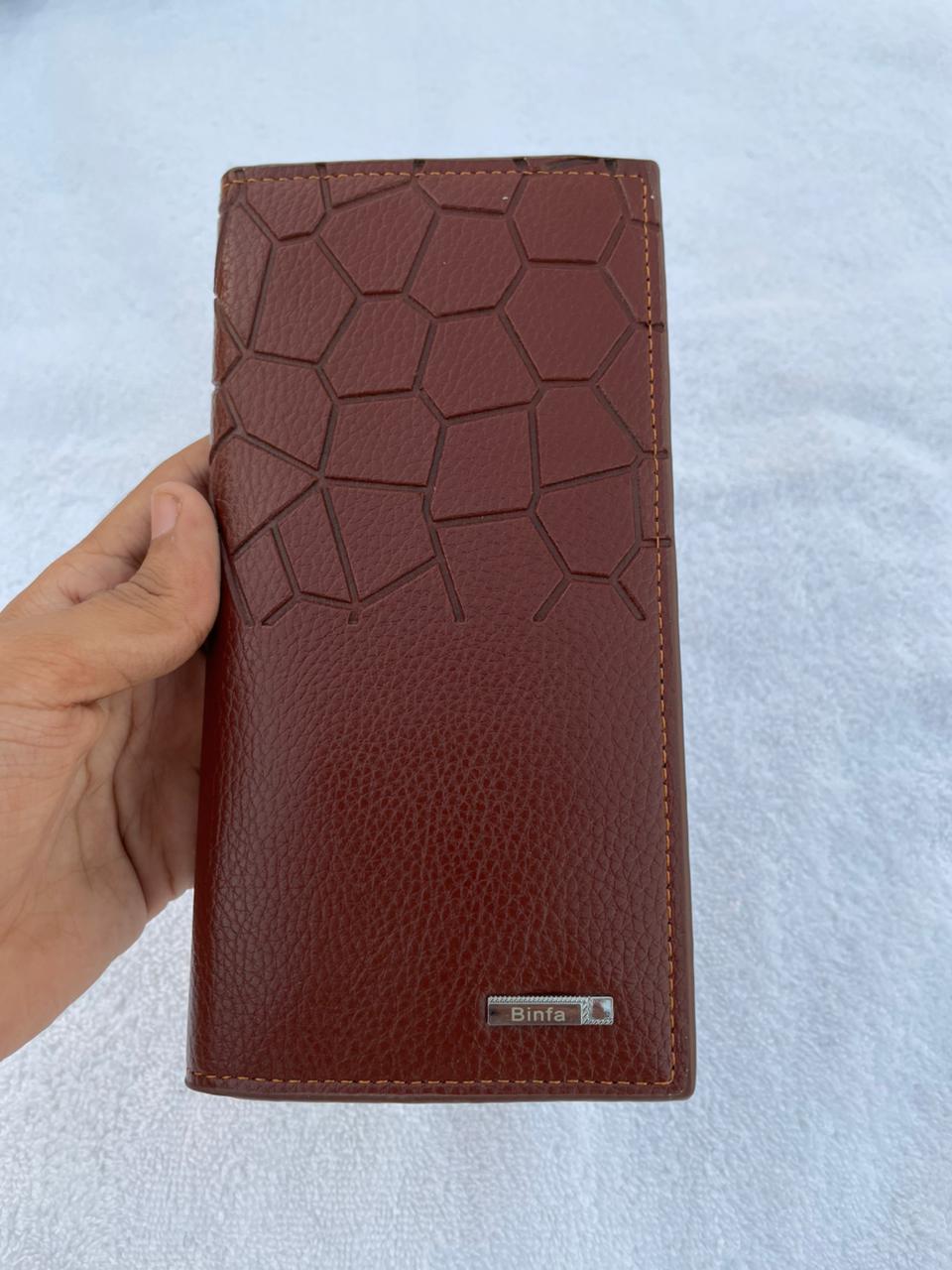 Premium Geometric Leather Long Wallet – Slim, Elegant