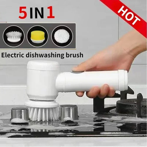 5-in-1 Electric Spin Scrubber – Cordless Rotating Cleaning Brush for Kitchen, Bathroom & Tiles