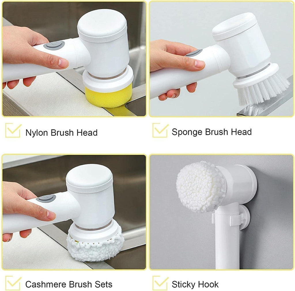 5-in-1 Electric Spin Scrubber – Cordless Rotating Cleaning Brush for Kitchen, Bathroom & Tiles