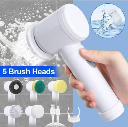 5-in-1 Electric Spin Scrubber – Cordless Rotating Cleaning Brush for Kitchen, Bathroom & Tiles
