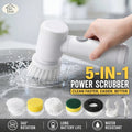 5-in-1 Electric Spin Scrubber – Cordless Rotating Cleaning Brush for Kitchen, Bathroom & Tiles