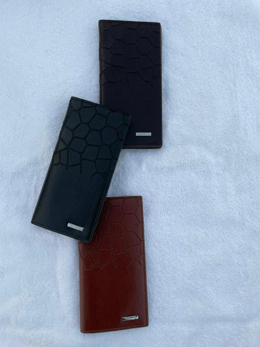 Premium Geometric Leather Long Wallet – Slim, Elegant