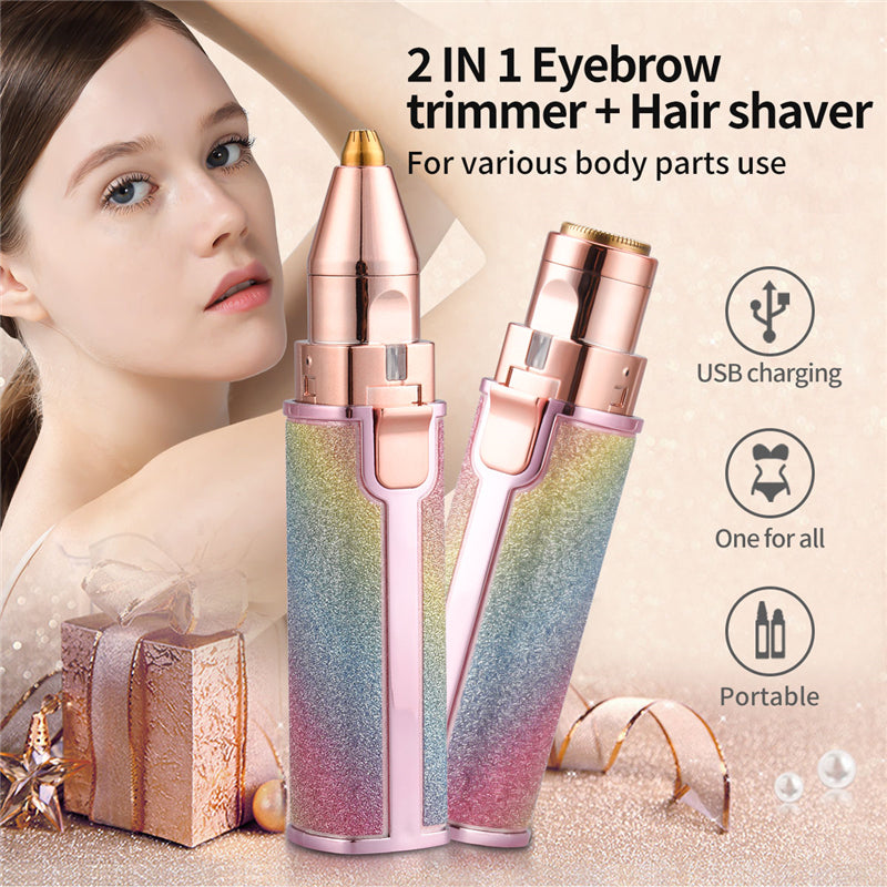 2-in-1 Electric Eyebrow Trimmer & Facial Hair Remover – USB Rechargeable, Portable & Painless