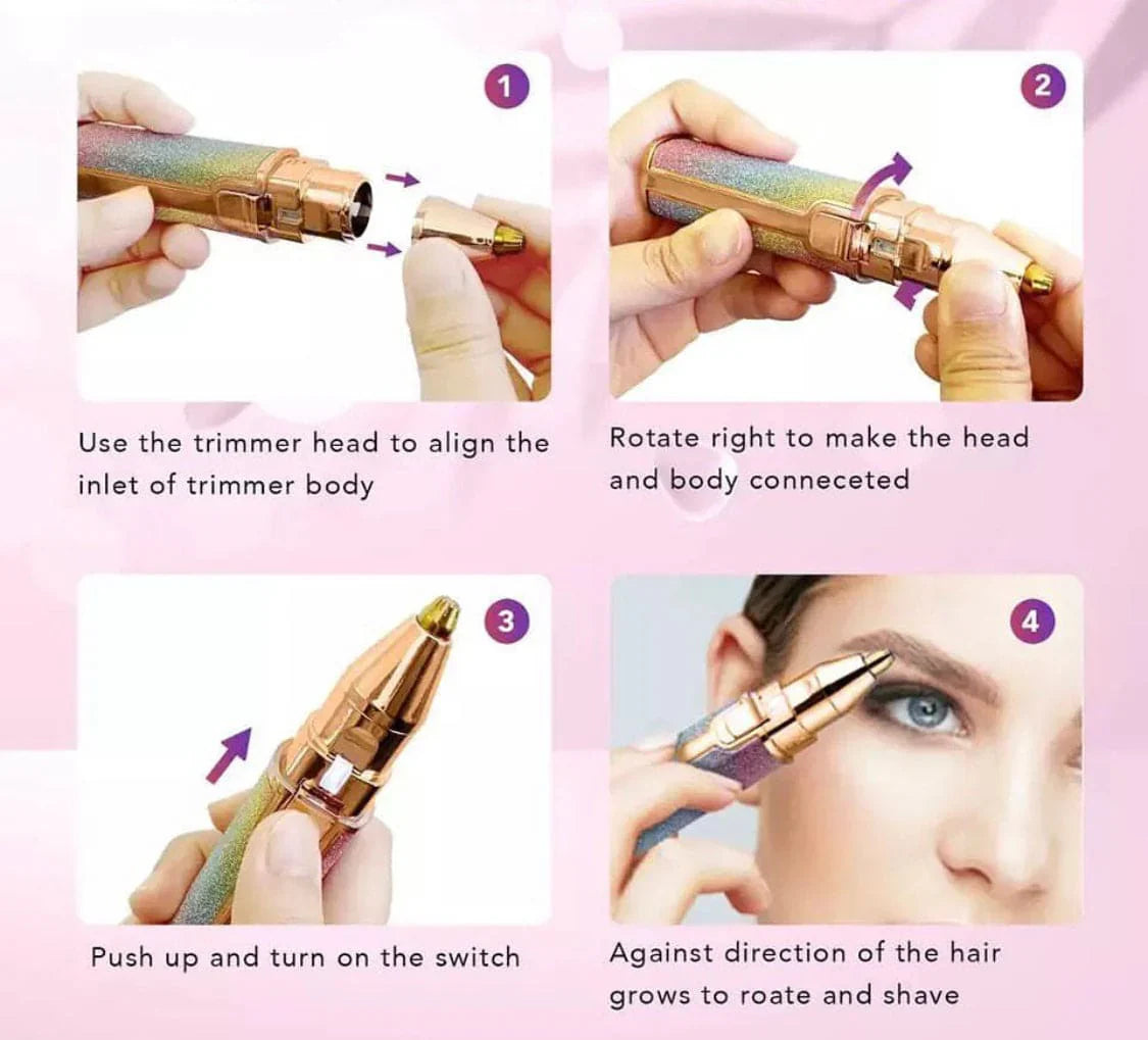 2-in-1 Electric Eyebrow Trimmer & Facial Hair Remover – USB Rechargeable, Portable & Painless